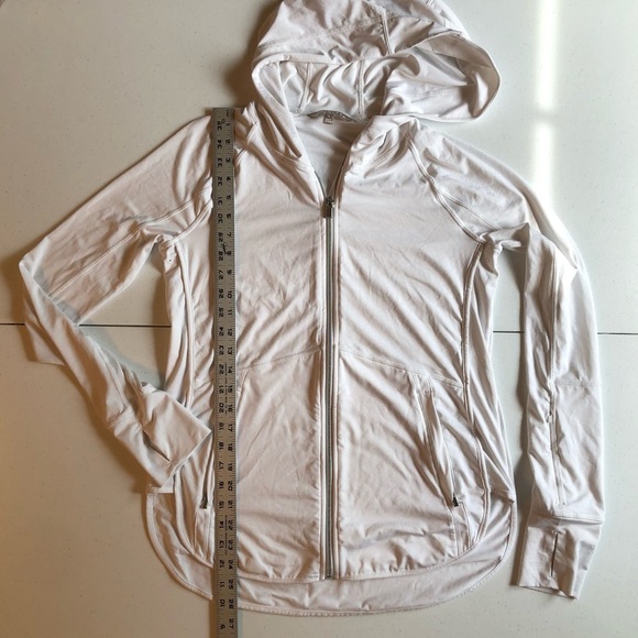 Athleta White Lightweight Hooded Zip-Up Jacket Size S - Picture 4 of 9